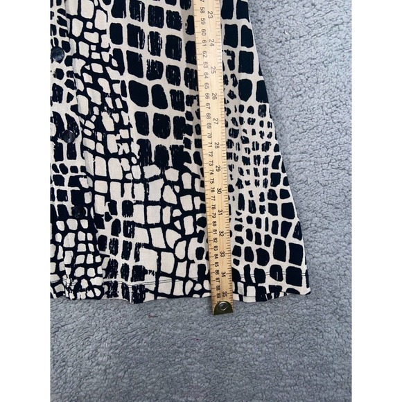 Chico's Travelers Dress Womens 1 Black Off White Button Up Short Sleeves Casual - Picture 7 of 13